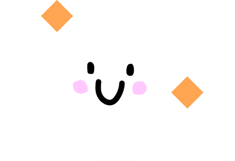 Smiling cloud with orange diamonds on transparent background