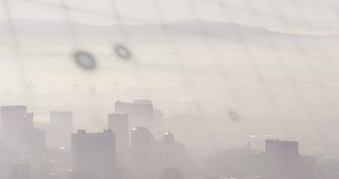 Futuristic Data Layers Hovering Above Urban Skyline