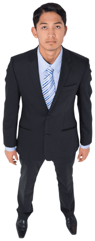 Thoughtful biracial businessman with confident look on transparent background