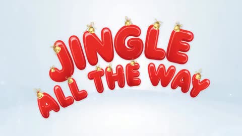 Red 3D Jingle All Way Arched Text Opening with Gold Caps and Snowfall Holiday Animation