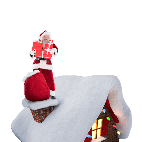 santa claus standing on snowy roof with gifts transparent background - Download Free Stock Videos Pikwizard.com
