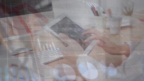 Businessman Using Tablet for Financial Data Analysis