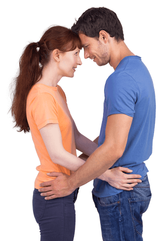 Loving Couple Embracing with Foreheads Touching on Transparent Background - Download Free Stock Videos Pikwizard.com