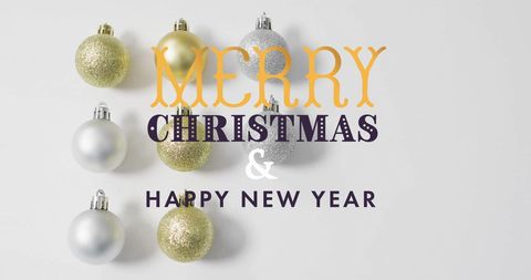 Festive Christmas and New Year Greeting with Baubles