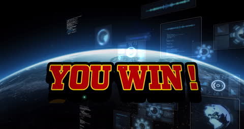 Digital Victory Message Over Earth Background