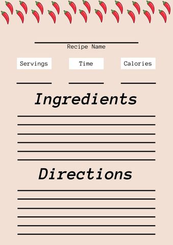 Chili Pepper-Themed Recipe Card Template for Spicy Dishes - Download Free Stock Templates Pikwizard.com