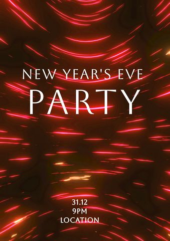 New Year's Eve Party Invitation with Swirling Red Lights - Download Free Stock Templates Pikwizard.com