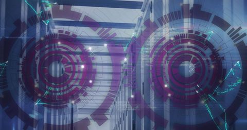 Futuristic Data Server Room with Digital Network Overlay - Download Free Stock Images Pikwizard.com