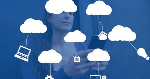 Woman Enjoying Cloud Network and Innovative Connections - Download Free Stock Images Pikwizard.com