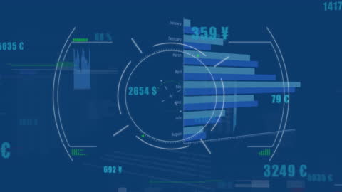 Futuristic Data Analysis Interface with Financial Graphs