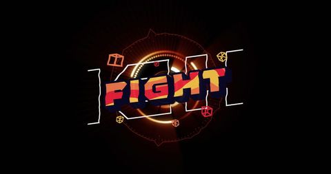 Dynamic Fight Game Screen Graphic with Rotating Scope