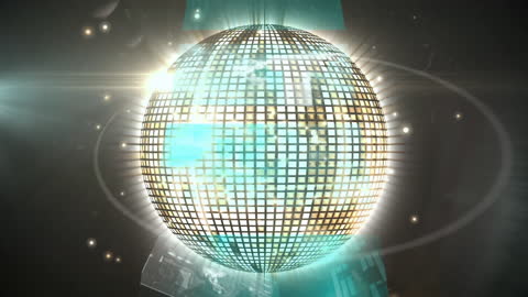 Glowing Digital Disco Ball with Dynamic Light Spots