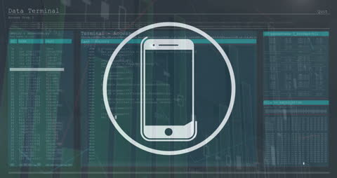 Smartphone Icon Overlays Digital Data Interface Background