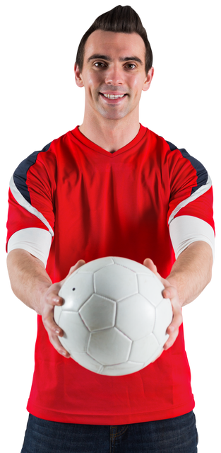 Smiling Male Soccer Fan Holding Football in Transparent Background - Download Free Stock Videos Pikwizard.com