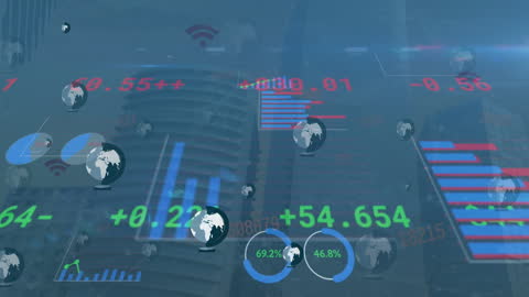 Futuristic Data Analytics Interface Over Urban Background