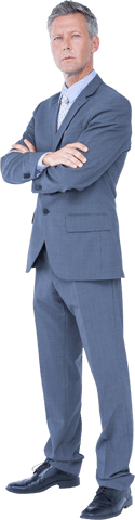 Confident Mature Businessman Standing with Arms Crossed on Transparent Background