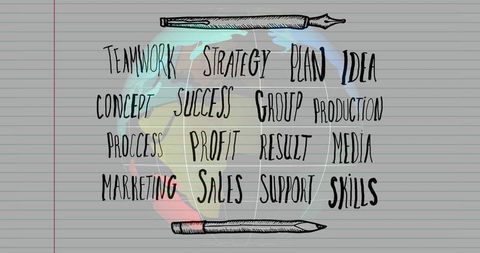 Buzzwords and Innovation Concepts with Sketch Globe Theme