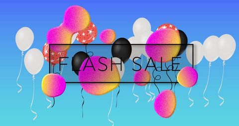 vibrant flash sale banner with balloons and festive colors - Download Free Stock Images Pikwizard.com