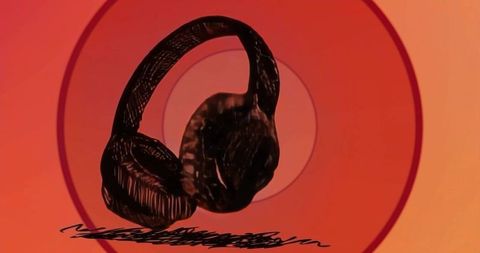 Creative illustration of headphones on artistic background