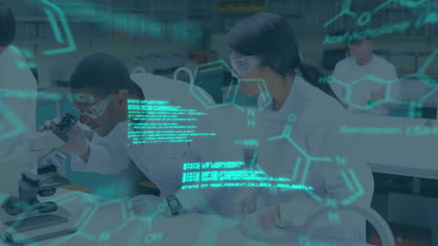 Diverse Scientists Analyzing Data in High-Tech Laboratory Environment