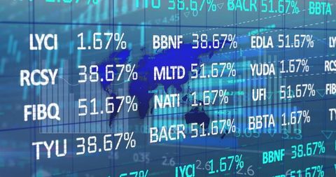 global finance data with stock tickers and world map interface - Download Free Stock Images Pikwizard.com