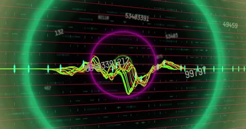 Neon Circular Patterns with Dynamic Data Interface - Download Free Stock Images Pikwizard.com