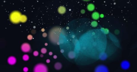 Colorful Light Bokeh and Snowflakes on Black Background - Download Free Stock Images Pikwizard.com