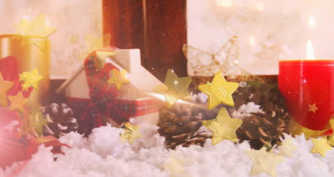 Animated Stars Over Festive Christmas Decorations