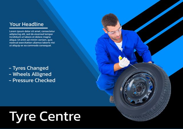 Mechanic Fixing Tire Highlights Auto Service Expertise - Download Free Stock Templates Pikwizard.com