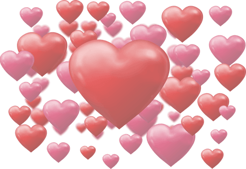 Floating Red and Pink Hearts Transparent Background