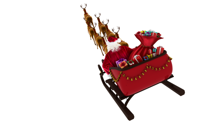 Transparent High Angle View of Santa Claus Riding on Sleigh with Gifts - Download Free Stock Videos Pikwizard.com