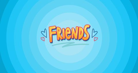 Colorful Friends Text with Hearts on Blue Circular Background - Download Free Stock Images Pikwizard.com