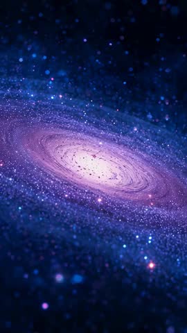 Rotating Spiral Galaxy Core Zooming Inward Vertical Cosmic Loop Animation