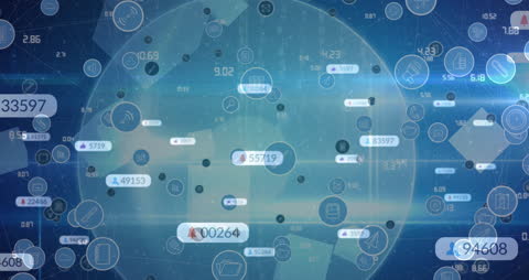 Global Digital Network with Social Media Icons