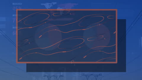 Abstract Data Visualization Overlaid on Electricity Pylons