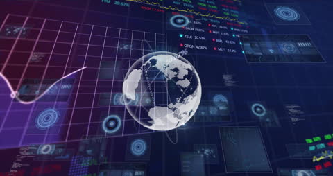 Global Business and Data Processing Animation