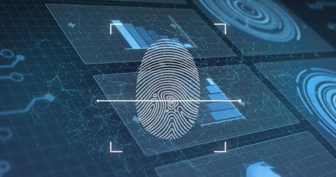 Fingerprint Scanner on Digital Interface Background - Download Free Stock Images Pikwizard.com