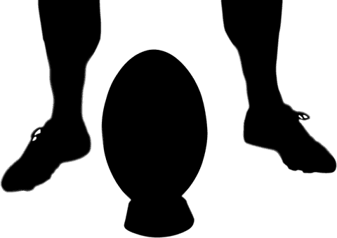 Transparent scene of rugby player holding ball on field