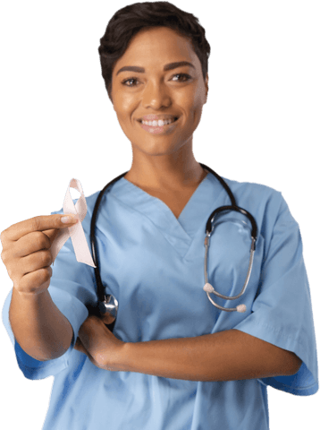 smiling nurse holding breast cancer awareness pink ribbon transparent - Download Free Stock Videos Pikwizard.com