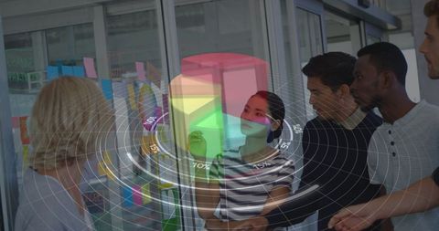 Diverse Team Analyzing Data with Augmented Reality Technology
