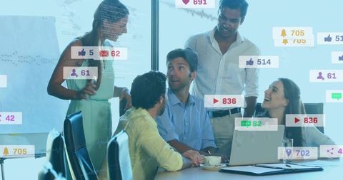 Team of Professionals Engaged in Digital Analytics Collaboration