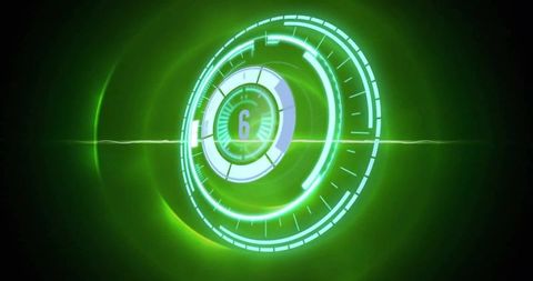 Futuristic Green Digital Radar Interface with Target Lock