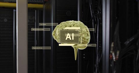 Artificial Intelligence Brain Display in High-Tech Server Environment - Download Free Stock Images Pikwizard.com