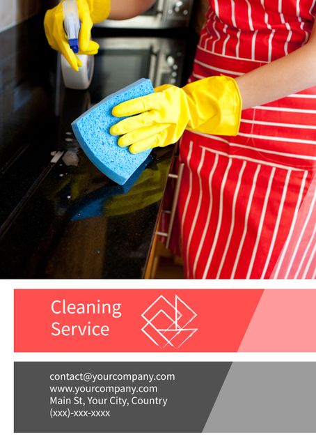 Person Cleaning Kitchen Counter with Sponge for Service Advertisement - Download Free Stock Templates Pikwizard.com