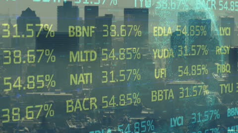 Dynamic Stock Market Display With City Skyline