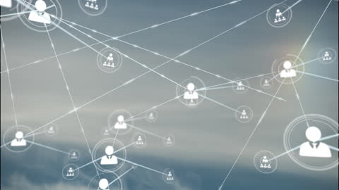 Digital Network of Profile Icons Against Grey Background