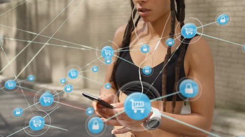 Athlete Connecting to Digital Network While Exercising