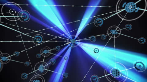 Digital Network Connection Animation with Blue Glow