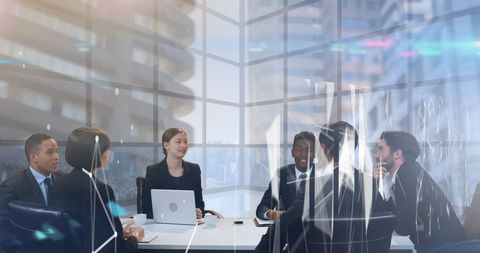 Business Team Networking Meeting with Global Connections Concept