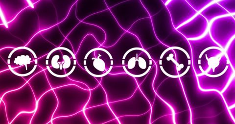 Medical Icons on Futuristic Aligned Neon Network - Download Free Stock Images Pikwizard.com